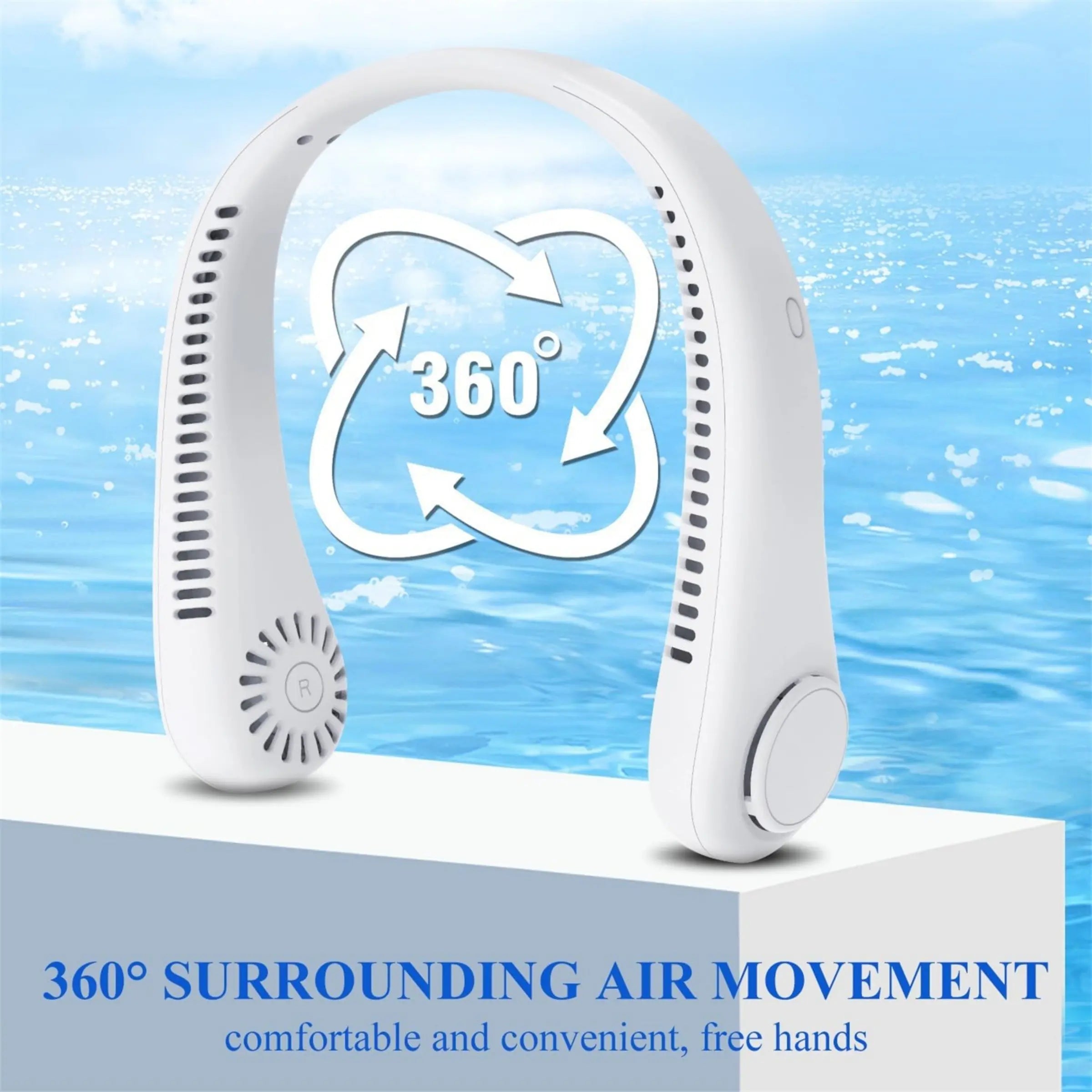Portable Neck Fan, Hands Free Bladeless Fan, 3 Speeds, Battery Operated Wearable Personal Fan, USB Rechargeable Fan for Outdoor Indoor, Portable Cordless Fan, Birthday Gifts for Men Women Mom Dad