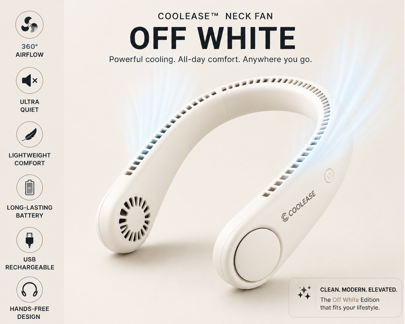 CoolEase™ Portable Neck Fan – Hands-Free Cooling Anywhere