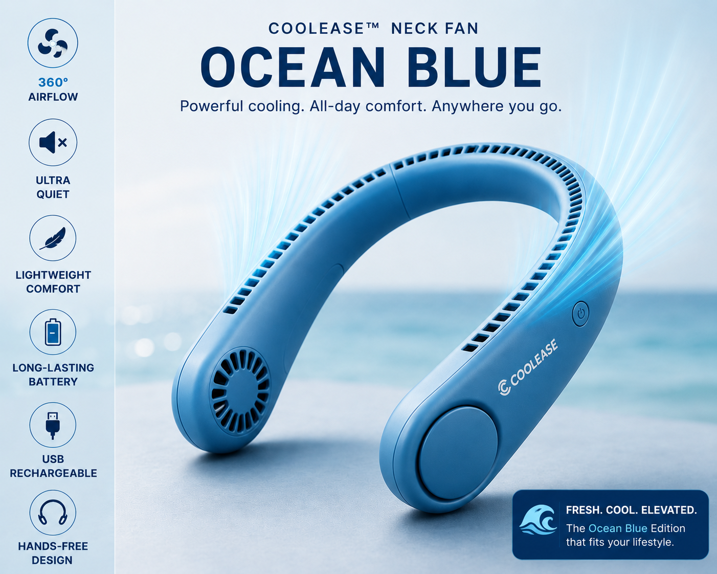 CoolEase™ Portable Neck Fan – Hands-Free Cooling Anywhere